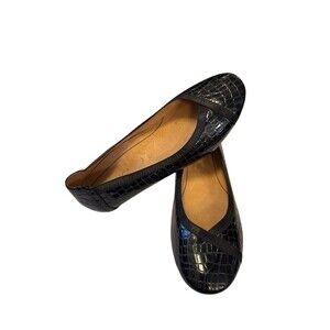 Vionic Orthaheel Caroll Black Patent Leather Croco Ballet Flats Size US 7.5